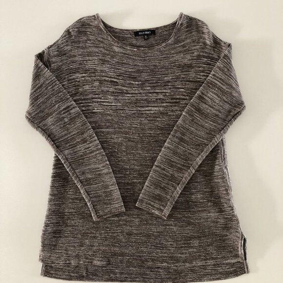 Ellen Tracy Casual Lg Slv Scoop Neck Cotton/Acrylic Sweater Cocoa + Ivory Sz XL - Picture 11 of 11